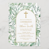 Confirmation Eucalyptus leaves Invitation Kaart (Voorkant / Achterkant)