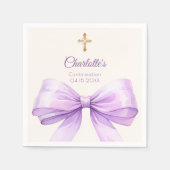 Confirmation lavender bow cream cross servet (Voorkant)