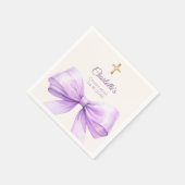 Confirmation lavender bow cream cross servet (Hoek)