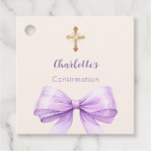 Confirmation lavender bow cross girl DIY Bedankjes Labels (Voorkant)