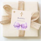 Confirmation lavender bow cross girl DIY Bedankjes Labels