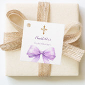 Confirmation lavender bow cross girl DIY Bedankjes Labels