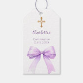 Confirmation lavender bow cross girl DIY Cadeaulabel (Voorkant)