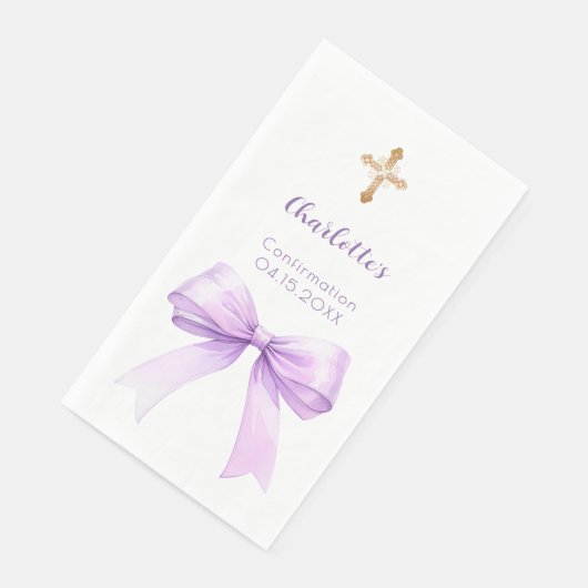 Confirmation lavender bow cross girl servet (Hoek)