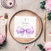 Confirmation lavender bow cross luncheon servet