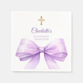 Confirmation lavender bow cross servet (Voorkant)