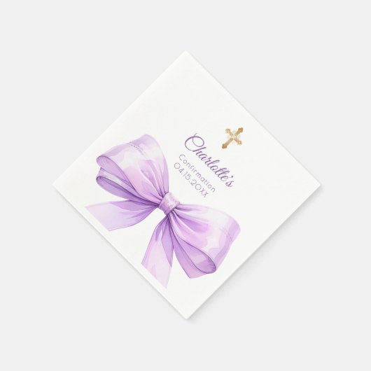 Confirmation lavender bow cross servet (Hoek)