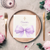 Confirmation lavender bow ivory cross luncheon servet