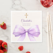 Confirmation lavender bow ivory cross luncheon servet (Insitu)