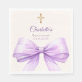Confirmation lavender bow ivory cross luncheon servet (Voorkant)