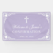 Confirmation Lavender White Calligraphy Vintage  Spandoek (Horizontaal)