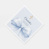 Confirmation light blue bow cross girl luncheon servet (Hoek)