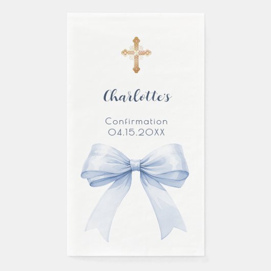 Confirmation light blue bow cross servet (Voorkant)