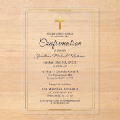 Confirmation Navy Blue Gold Minimalist Boy Acryl Uitnodigingen (Voorkant)