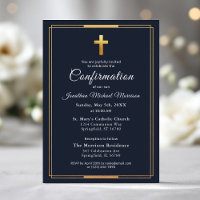 Confirmation Navy Blue Gold Minimalist Boy