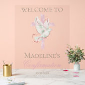 Confirmation pink cross acryl bord (Huwelijk)