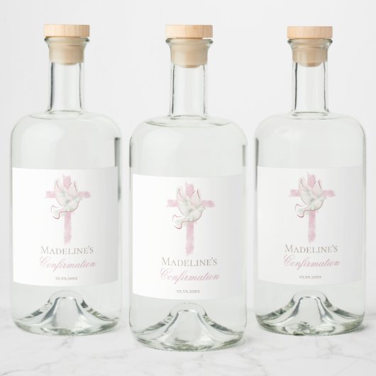 Confirmation pink cross likeurfles etiket (Flessen)