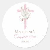 Confirmation pink cross ronde sticker (Voorkant)