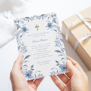 Confirmation!REMOVE! Blauw-witte bloemenchinoise Kaart