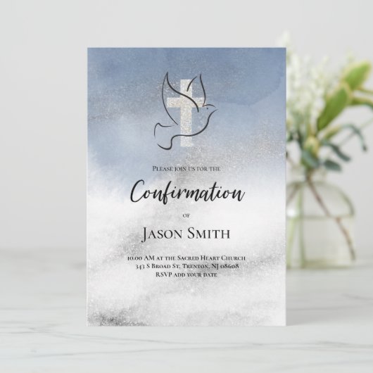 Confirmation!REMOVE! | grijze blauwe marmer Kaart (Staand voorkant)