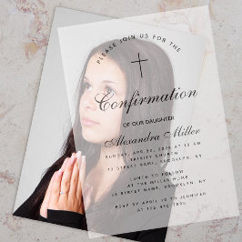 Confirmation Simple Calligraphy Script Transparent Vellum Uitnodigingen