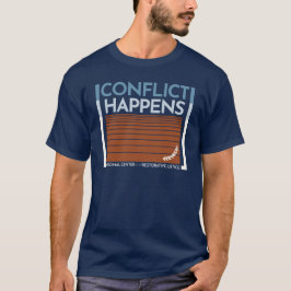Conflict gebeurt blauw t-shirt