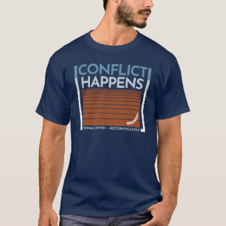 Conflict gebeurt blauw t-shirt