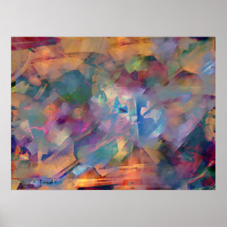 Conflicterende emoties - abstract kunstschilderen poster