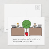 Conflictoplossing op de werkplek, Cartoon. Briefkaart (Voorkant / Achterkant)