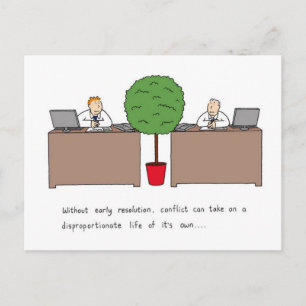 Conflictoplossing op de werkplek, Cartoon. Briefkaart