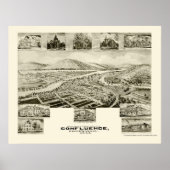 Confluence, PA Panoramic Map - 1905 Poster (Voorkant)