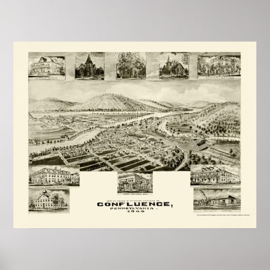 Confluence, PA Panoramic Map - 1905 Poster (Voorkant)
