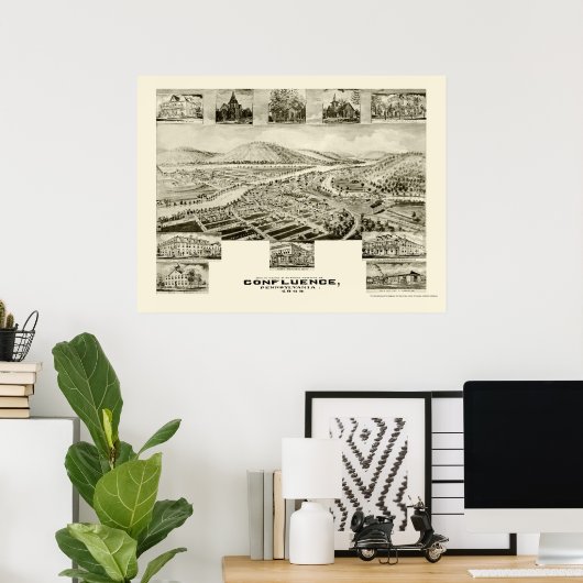 Confluence, PA Panoramic Map - 1905 Poster (Thuiskantoor)