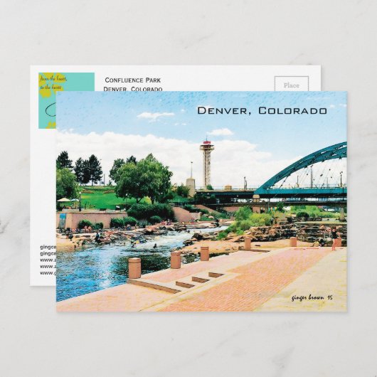 Confluence Park, Cherry Creek-South Platte, Denver Briefkaart (Voorkant / Achterkant)
