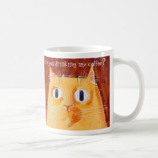 Confrontale oranje kat met ronde ogen koffiemok (Rechts)