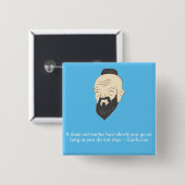 Confucius inspirerend badge vierkante button 5,1 cm (Voorkant /achterkant)