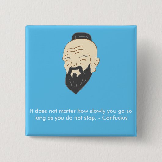 Confucius inspirerend badge vierkante button 5,1 cm (Voorkant)