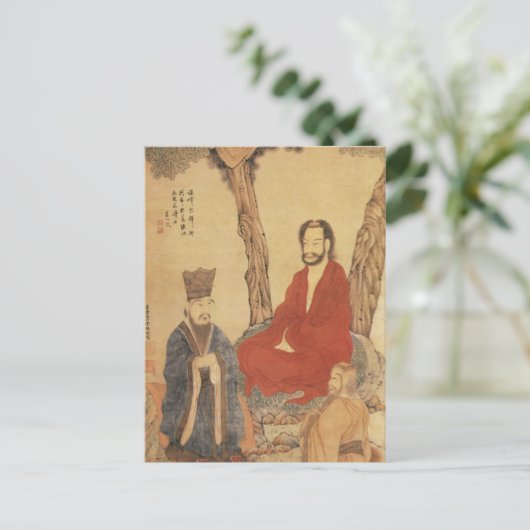 Confucius, Lao-tzu en Boeddhist Arhat Briefkaart (Staand voorkant)