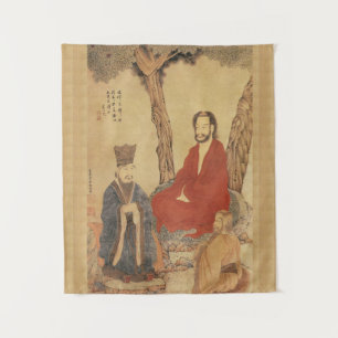 Confucius, Lao-tzu en Boeddhist Arhat Wandkleed