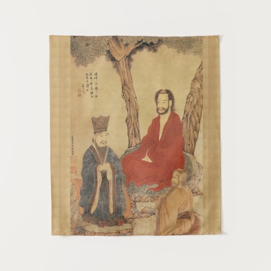 Confucius, Lao-tzu en Boeddhist Arhat Wandkleed (Voorkant)