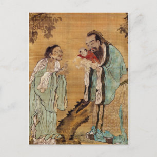 Confucius presenteert boeddha aan Laozi Briefkaart