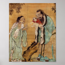 Confucius presenteert Boeddha aan Laozi Poster
