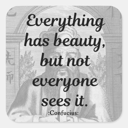 Confucius Quote Vierkante Sticker (Voorkant)