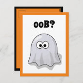 Confused Ghost Says "Oob?" Funny Halloween Cartoon Briefkaart (Voorkant / Achterkant)