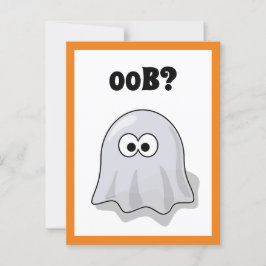 Confused Ghost Says "Oob?" Funny Halloween Cartoon Briefkaart