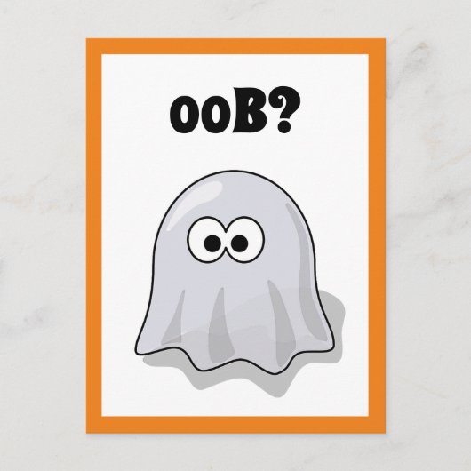 Confused Ghost Says "Oob?" Funny Halloween Cartoon Briefkaart (Voorkant)