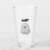 Confused Ghost Says "Oob?" Funny Halloween Cartoon Glas (Voorkant)