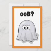 Confused Ghost Says "Oob?" Funny Halloween Cartoon Kaart (Voorkant)