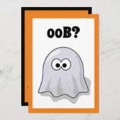 Confused Ghost Says "Oob?" Funny Halloween Cartoon Kaart (Voorkant / Achterkant)