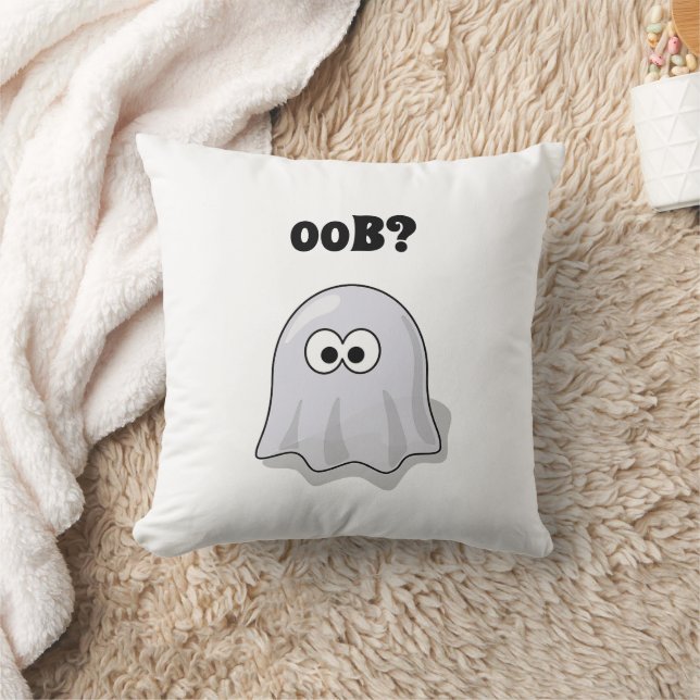 Confused Ghost Says "Oob?" Funny Halloween Cartoon Kussen (Deken)